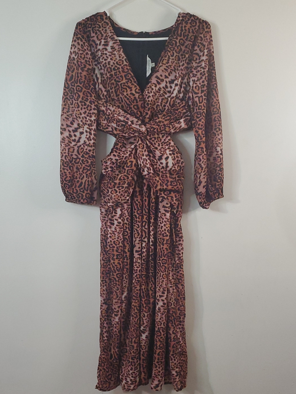 Anthropologie Ranna Gill Leopard Print Cutout Midi Dress Size Small Twist Front - Picture 3 of 16